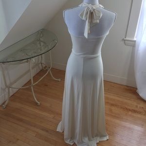 long ivory halter neck wedding dress